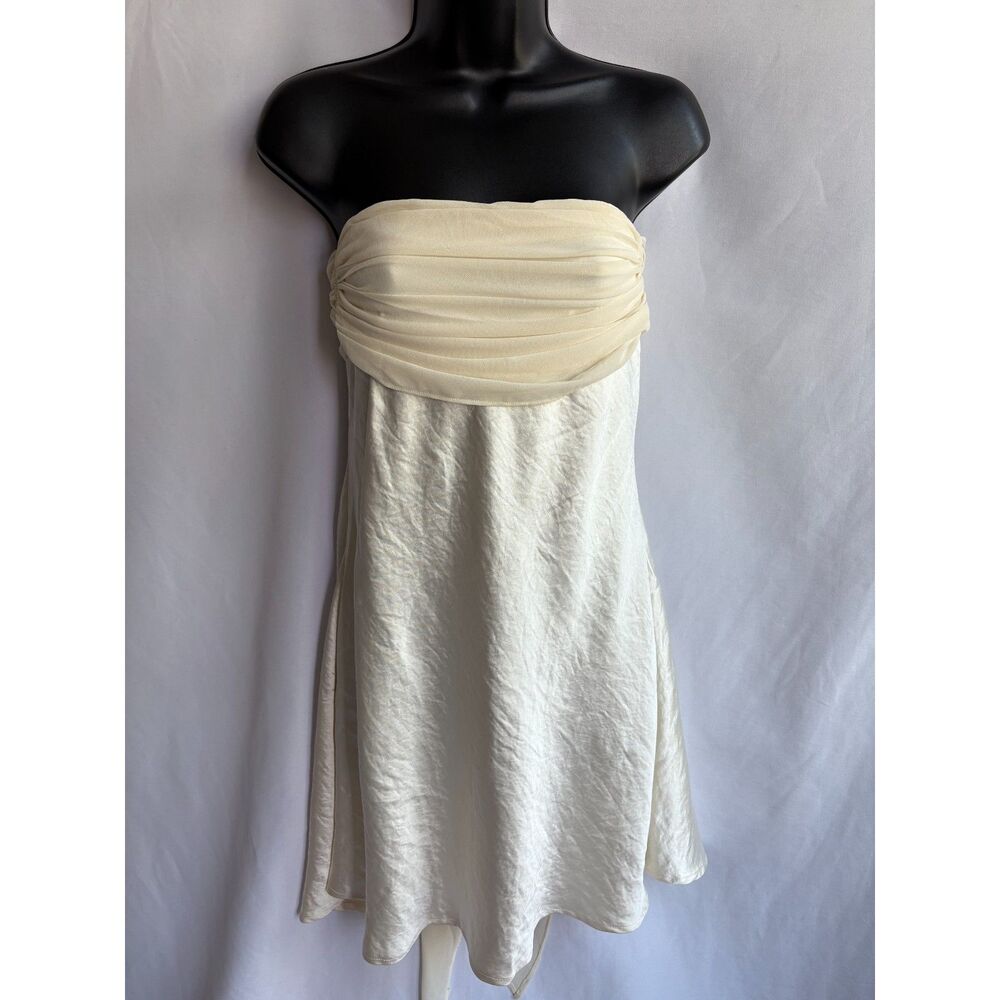Princess Polly New Chiffon Satin Cream Mini Dress Size 10 A Line Bridal Formal